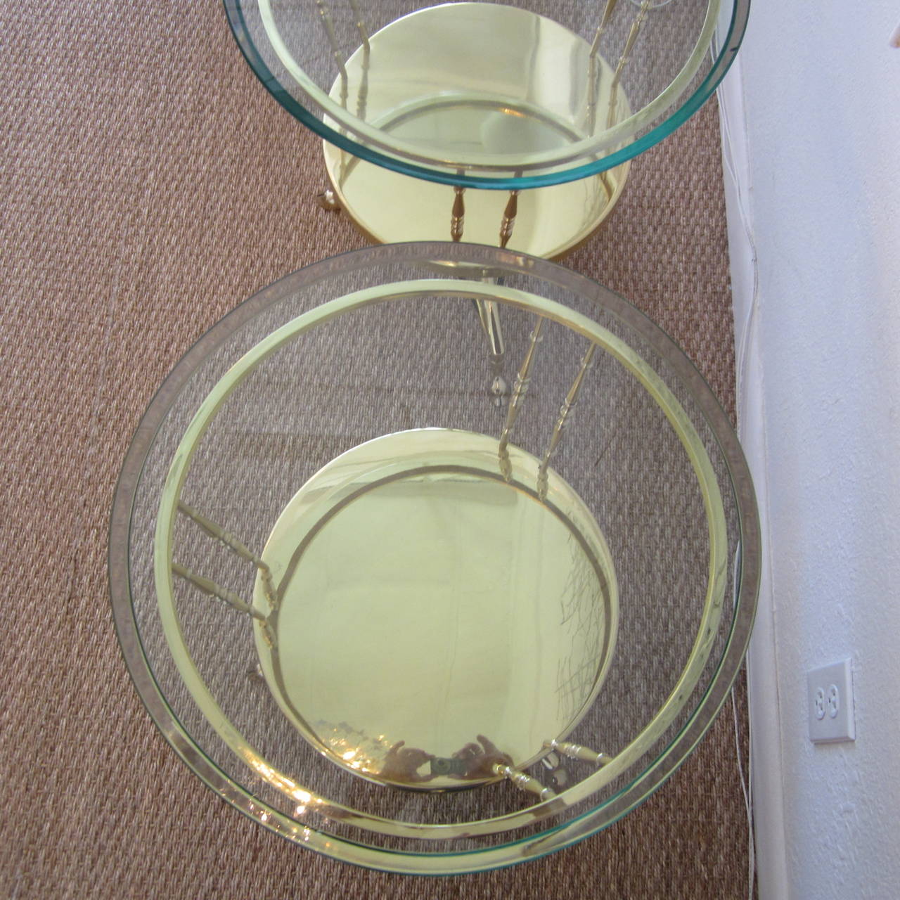 Pair of Tripod Brass and Glass Side Tables For Sale 3