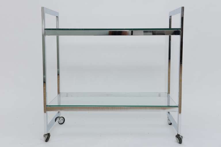 Chrome Two Tier Bar Cart In Good Condition In Miami, FL