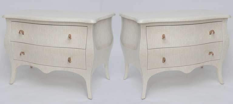 Pair of Louis XV Style Bone Inlay Commodes, Side Tables