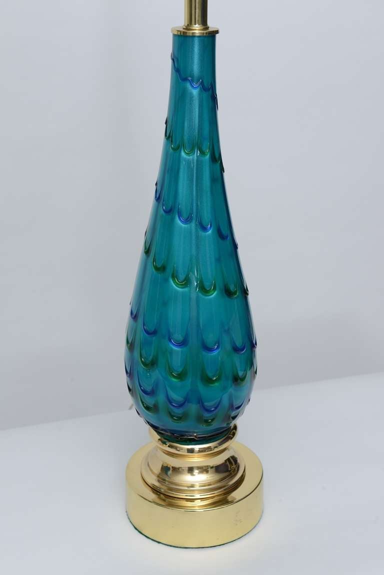 Italian Pair of Hand Blown Mid Century Murano Glass Lamps