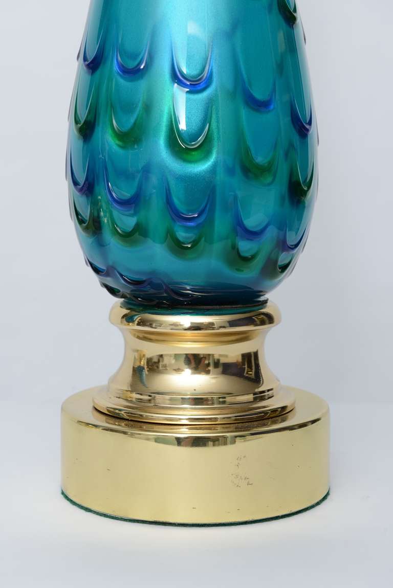 Pair of Hand Blown Mid Century Murano Glass Lamps 2