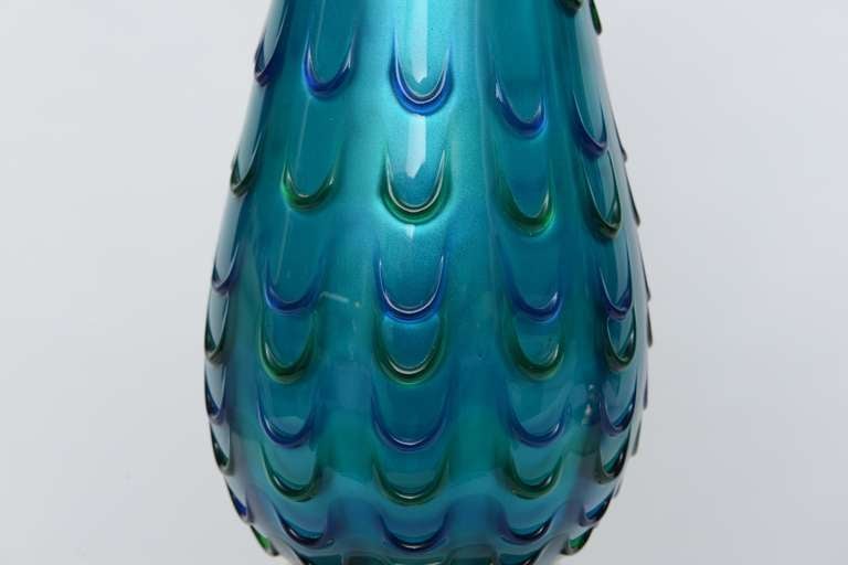 Pair of Hand Blown Mid Century Murano Glass Lamps 1