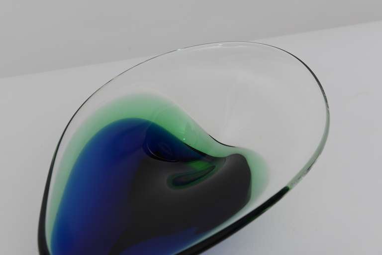 Blown Glass Mid Century Hand Blown Art Glass Dish