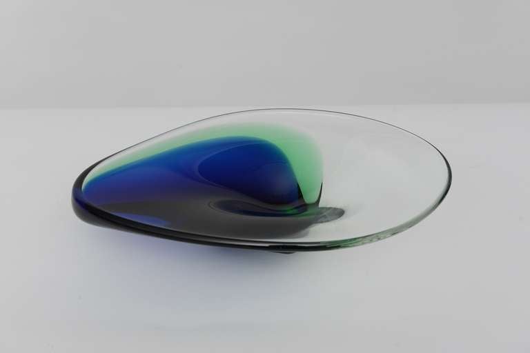 Mid Century Hand Blown Art Glass Dish 2