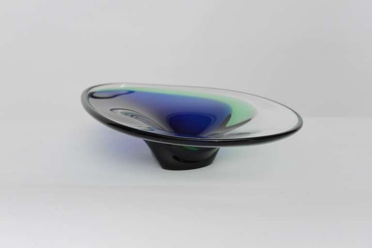 Mid Century Hand Blown Art Glass Dish 3