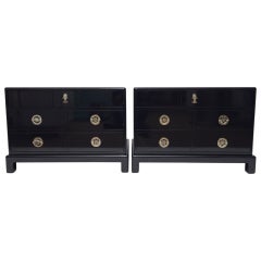 Pair of Black Indigo Lacquered Side Tables manner of Tommi Parzinger