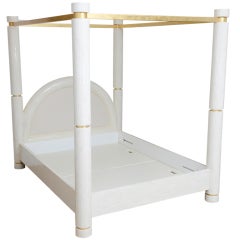 Retro Four Poster Bone Inlay Queen Bed