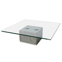 Saporiti Cantilevered Glass & Cement Cocktail Table