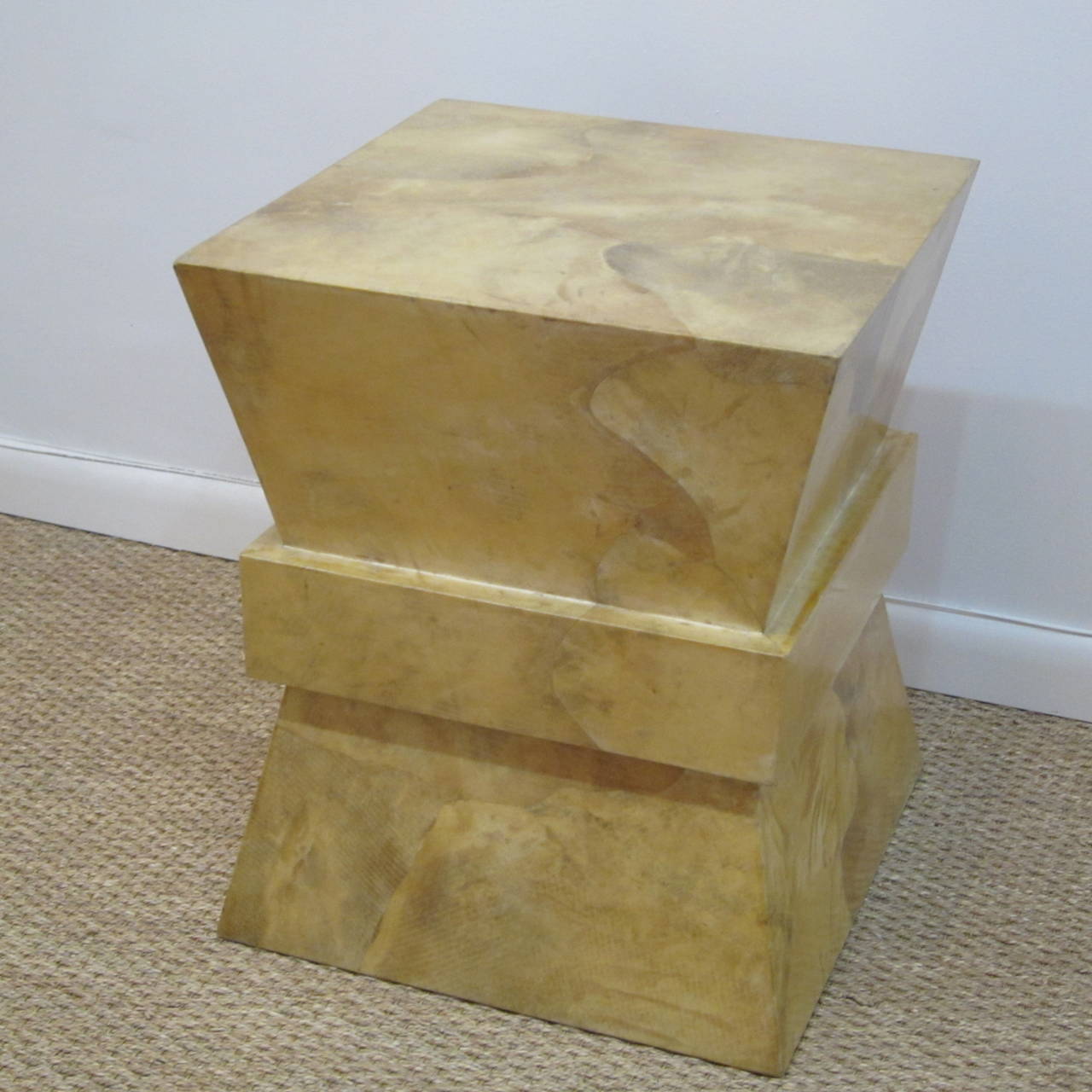 Goatskin Covered Side Table or Pedestal by Karl Springer 1