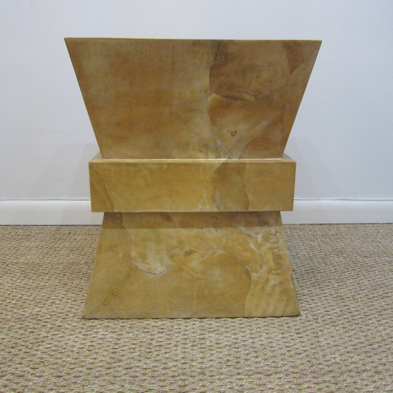 Late 20th Century Goatskin Covered Side Table or Pedestal by Karl Springer