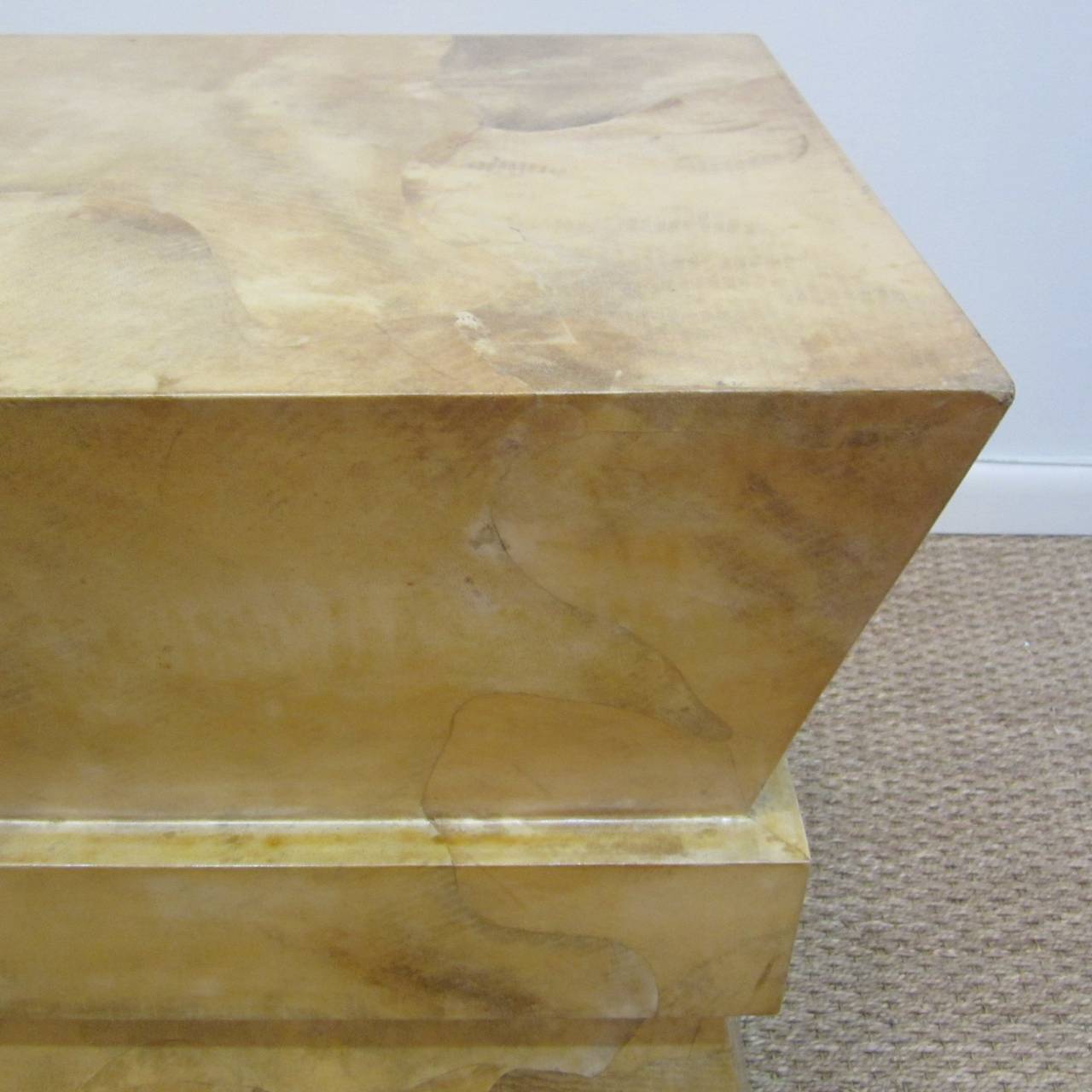 American Goatskin Covered Side Table or Pedestal by Karl Springer