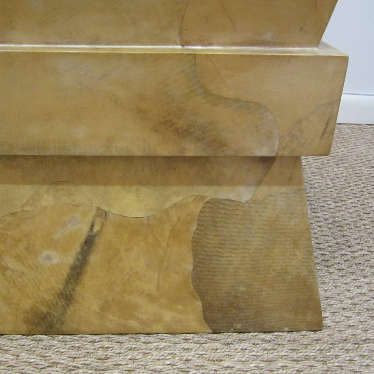 Goatskin Covered Side Table or Pedestal by Karl Springer In Good Condition In Miami, FL