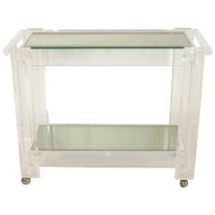 Clear Lucite and Mirror Bar Cart