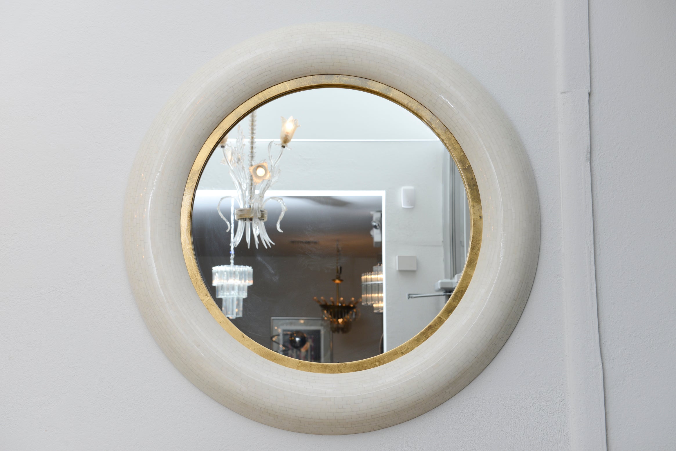 Bone Inlay Rounded Frame Mirror