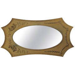 Wood Framed Mirror with Carved Detail
