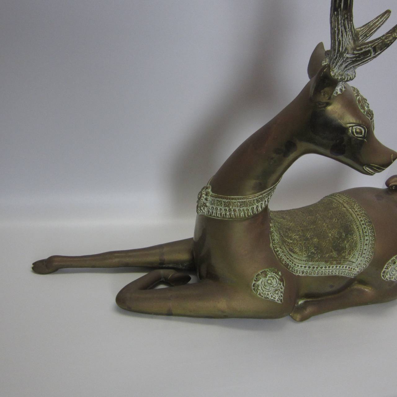 Unknown Resting Deer Sculpture in Metal For Sale