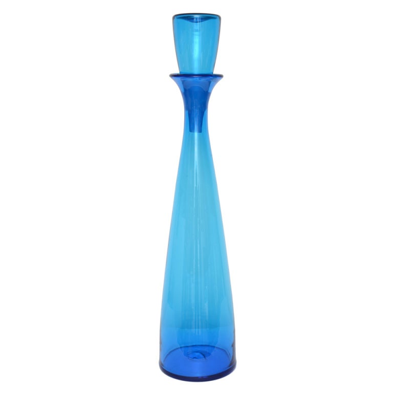 Tall Blenko Floor Decanter and Large Stopper at 1stDibs
