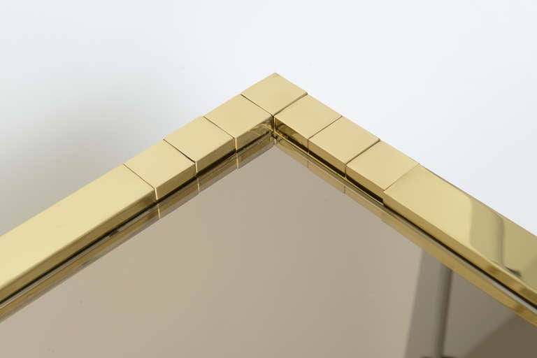 Brass Skyscraper Cocktail Table with Recessed Bronze Mirror Top 1