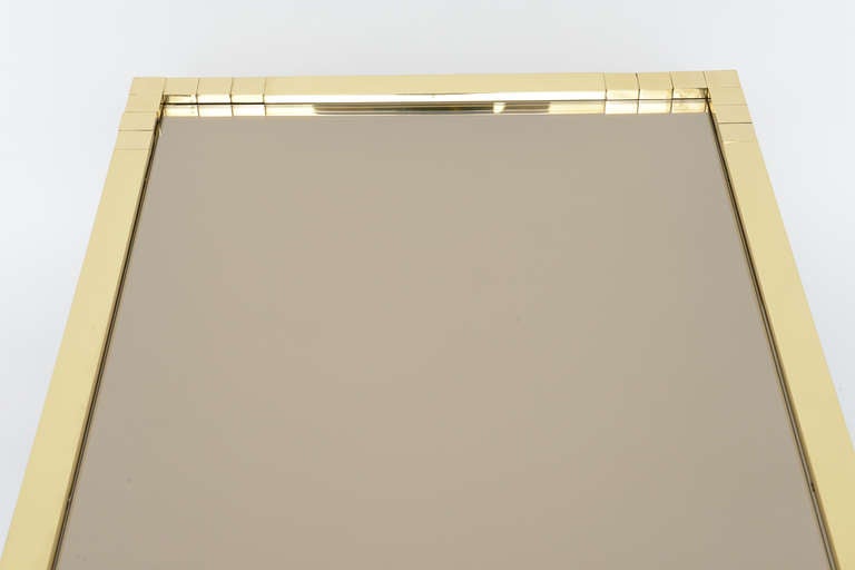 Brass Skyscraper Cocktail Table with Recessed Bronze Mirror Top 2