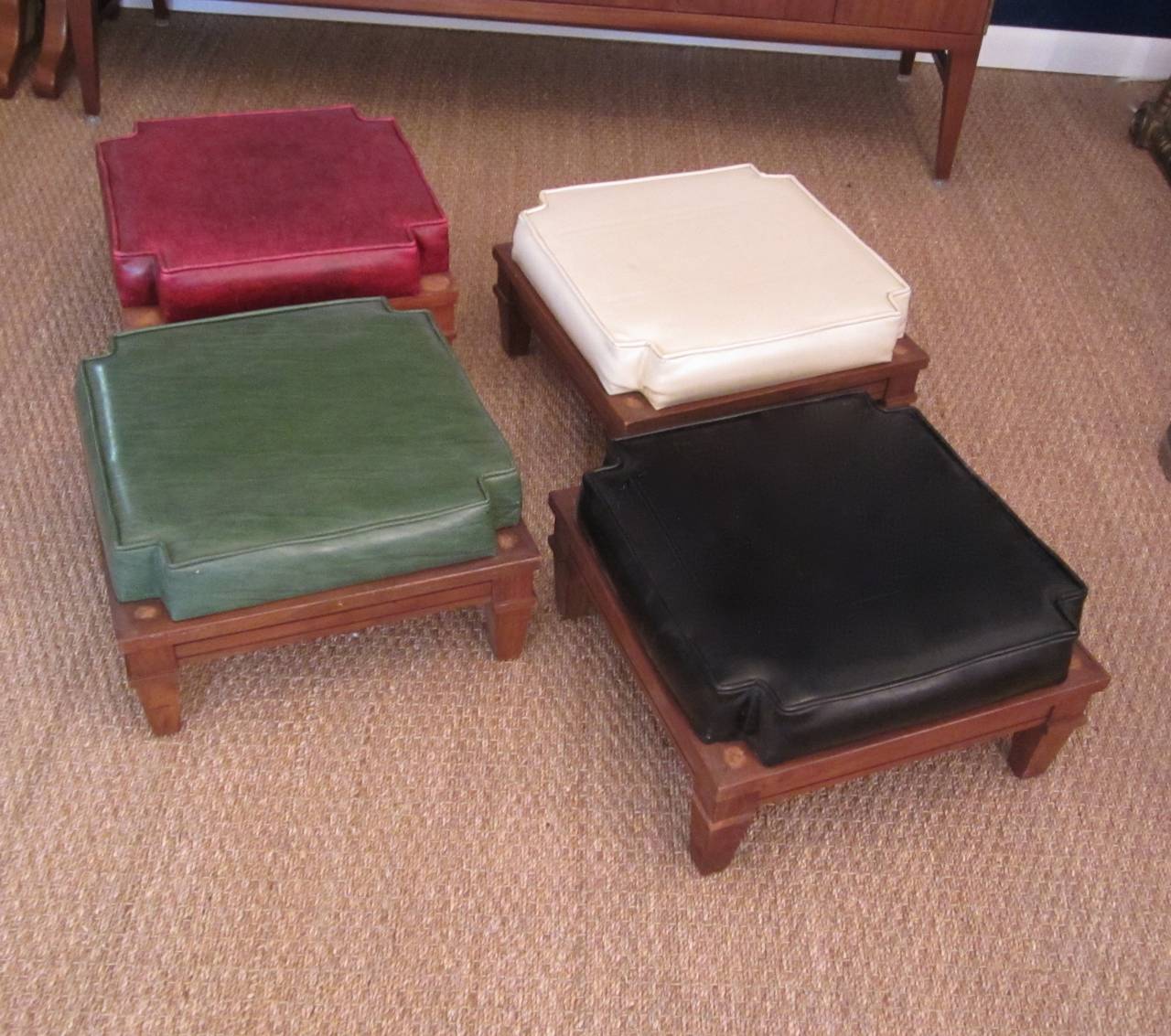 wooden stools with cushions
