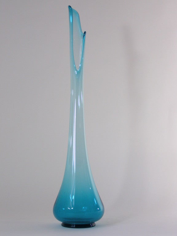 1960's Blue Glass Vase In Excellent Condition In Miami, FL