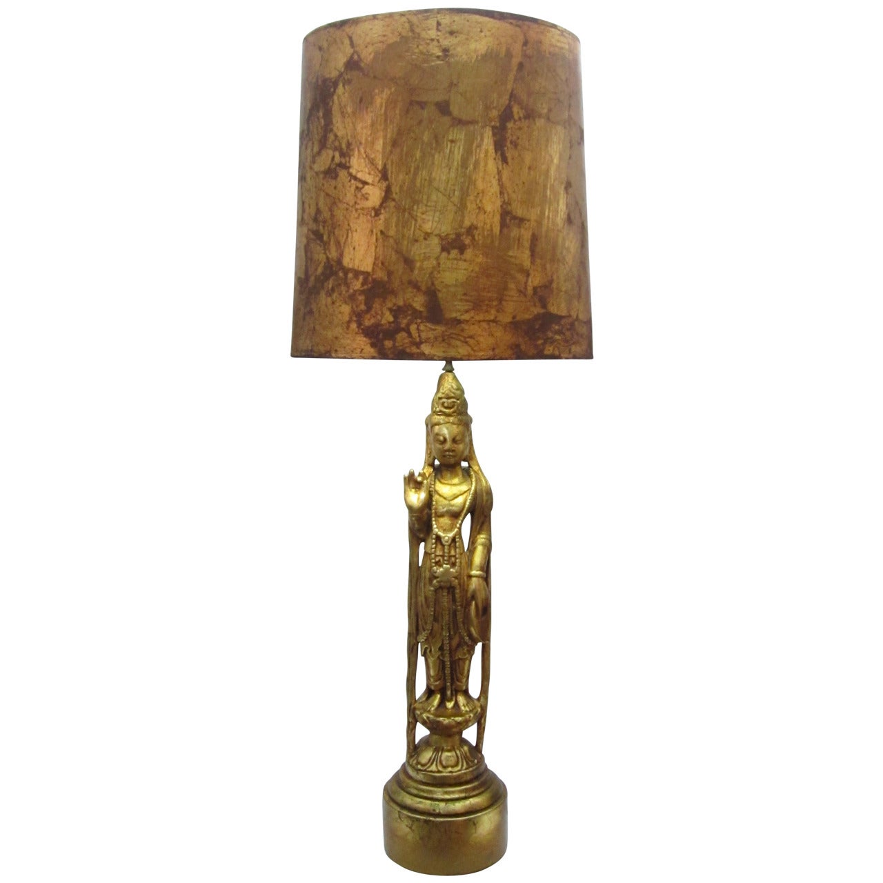 Gilded Wood Figural Lamp in the Style of James Mont