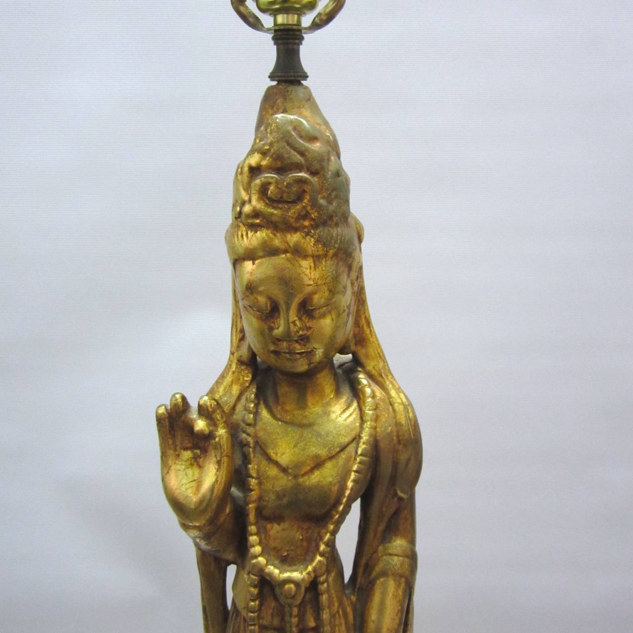 Gilded Wood Figural Lamp in the Style of James Mont 1
