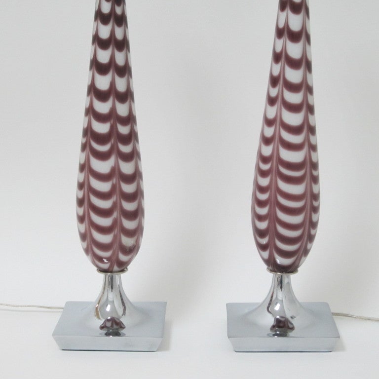 Italian Pair of Cased Murano Glass Lamps For Sale