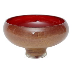 Seguso Rubi Bollicine Murano Glass Bowl