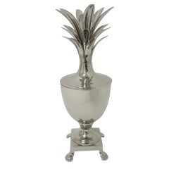 Nickeled Pedestal Pineapple Urn/Canister