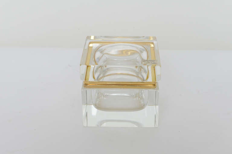 Italian Modruzzato Glass and Brass Lidded Box For Sale