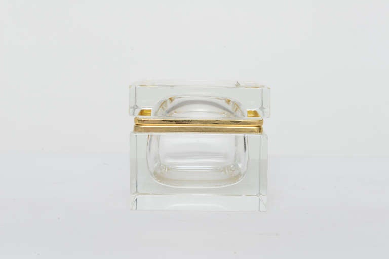 Modruzzato Glass and Brass Lidded Box In Good Condition For Sale In Miami, FL