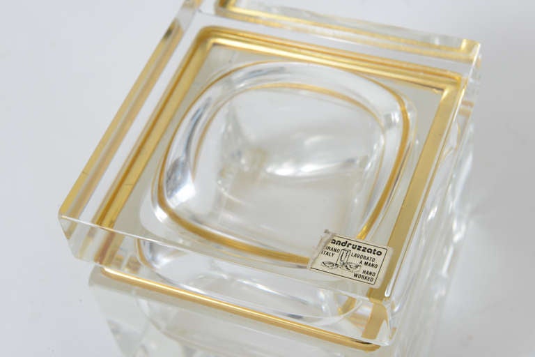 Modruzzato Glass and Brass Lidded Box For Sale 2