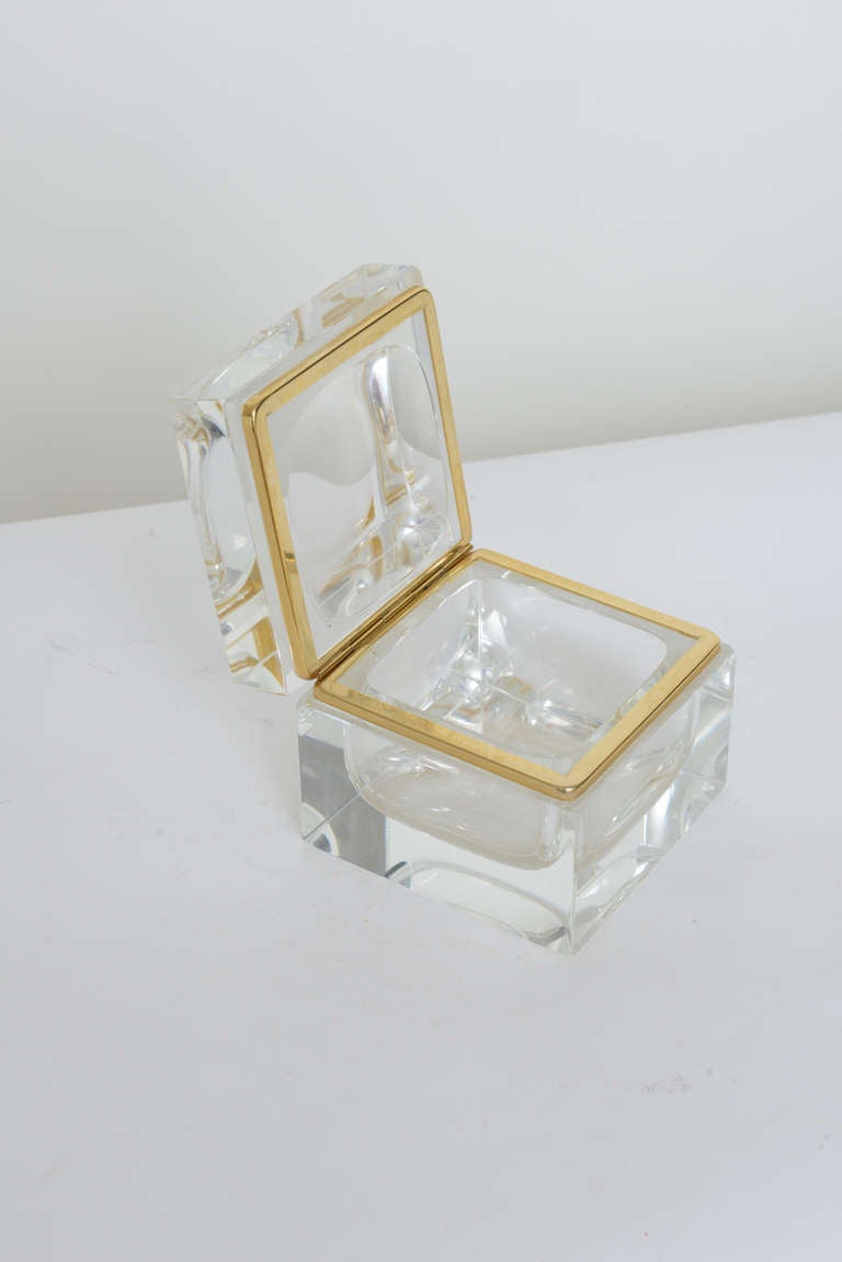 Modruzzato Glass and Brass Lidded Box For Sale 3