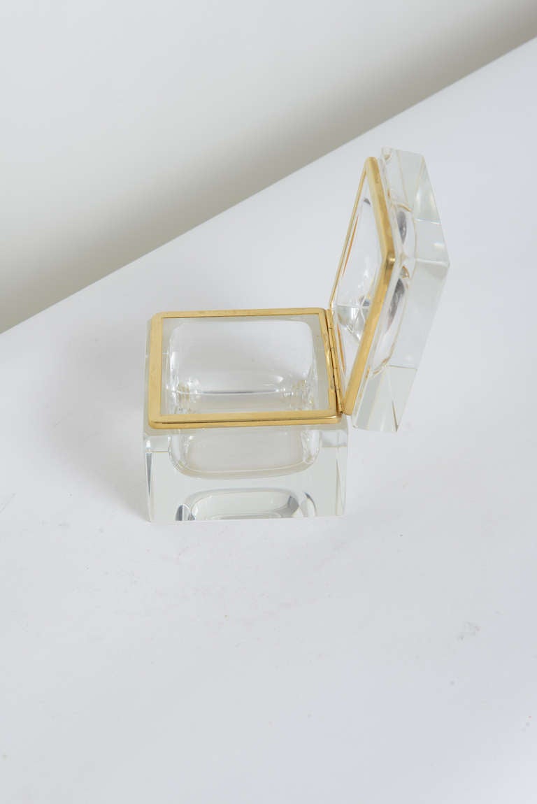 Modruzzato Glass and Brass Lidded Box For Sale 5