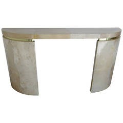 Lacquered Goatskin Console Table Manner of Karl Springer