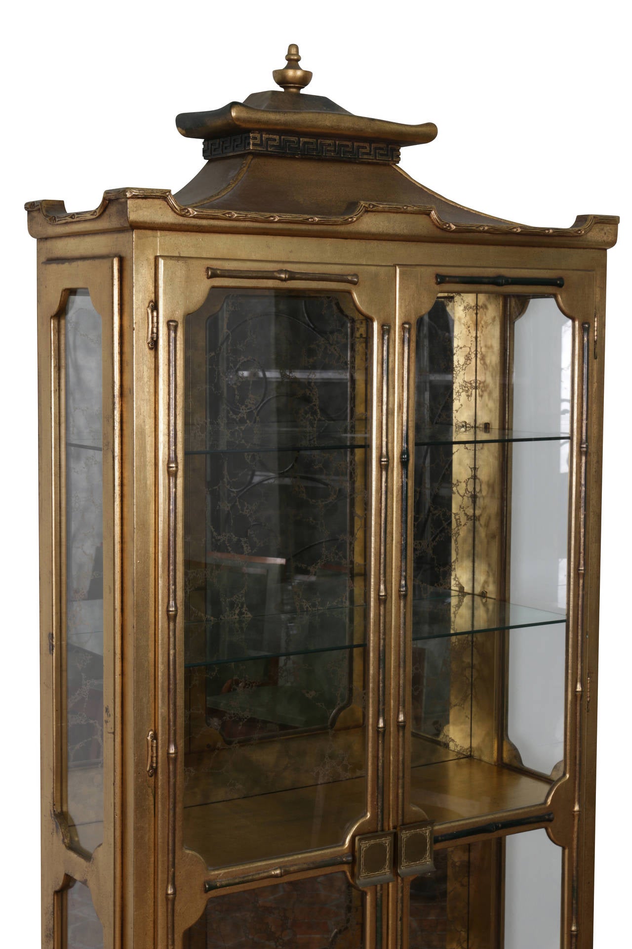 Chinoiserie Gilded Pagoda Display Cabinet in the Manner of James Mont