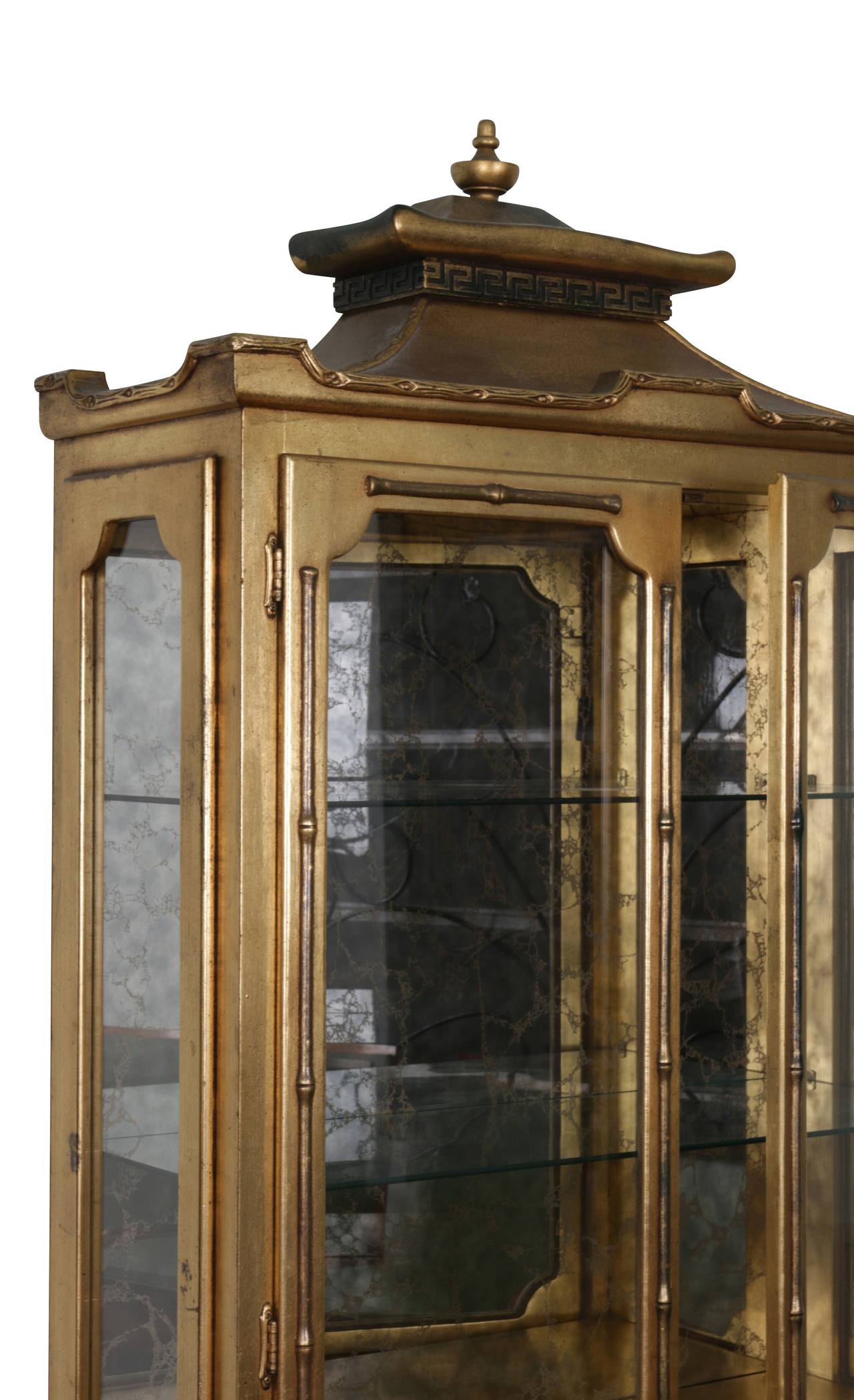 Gilded Pagoda Display Cabinet in the Manner of James Mont 1