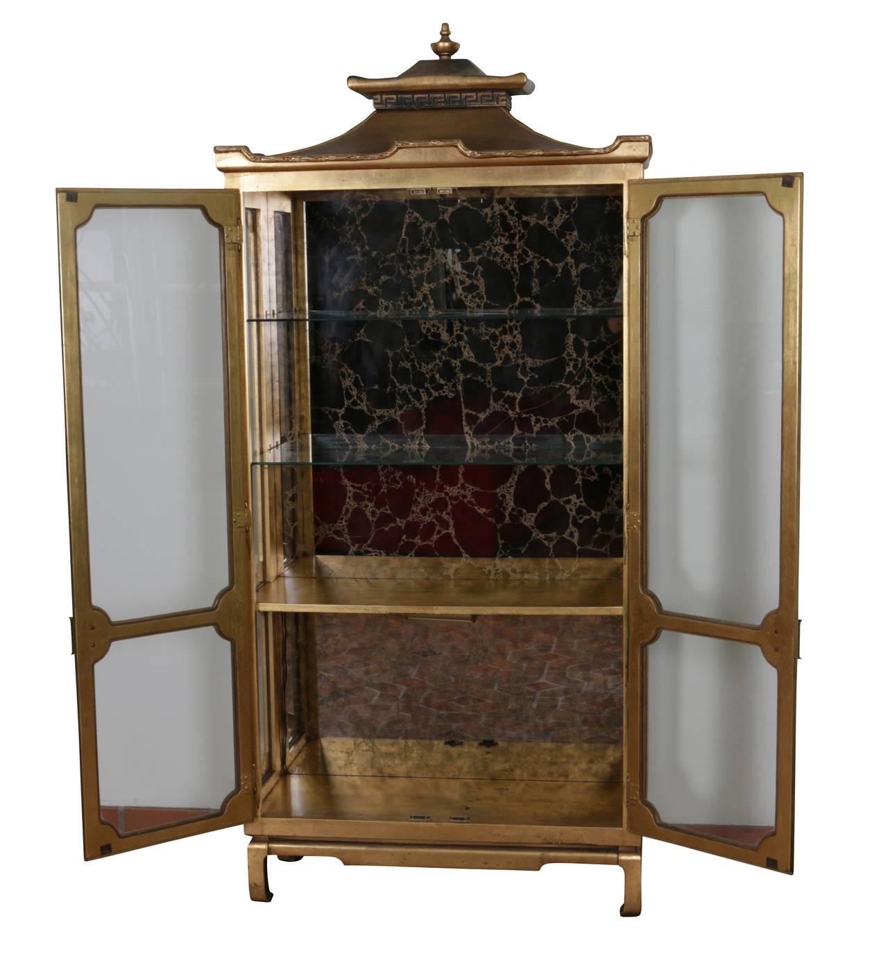 20th Century Gilded Pagoda Display Cabinet in the Manner of James Mont