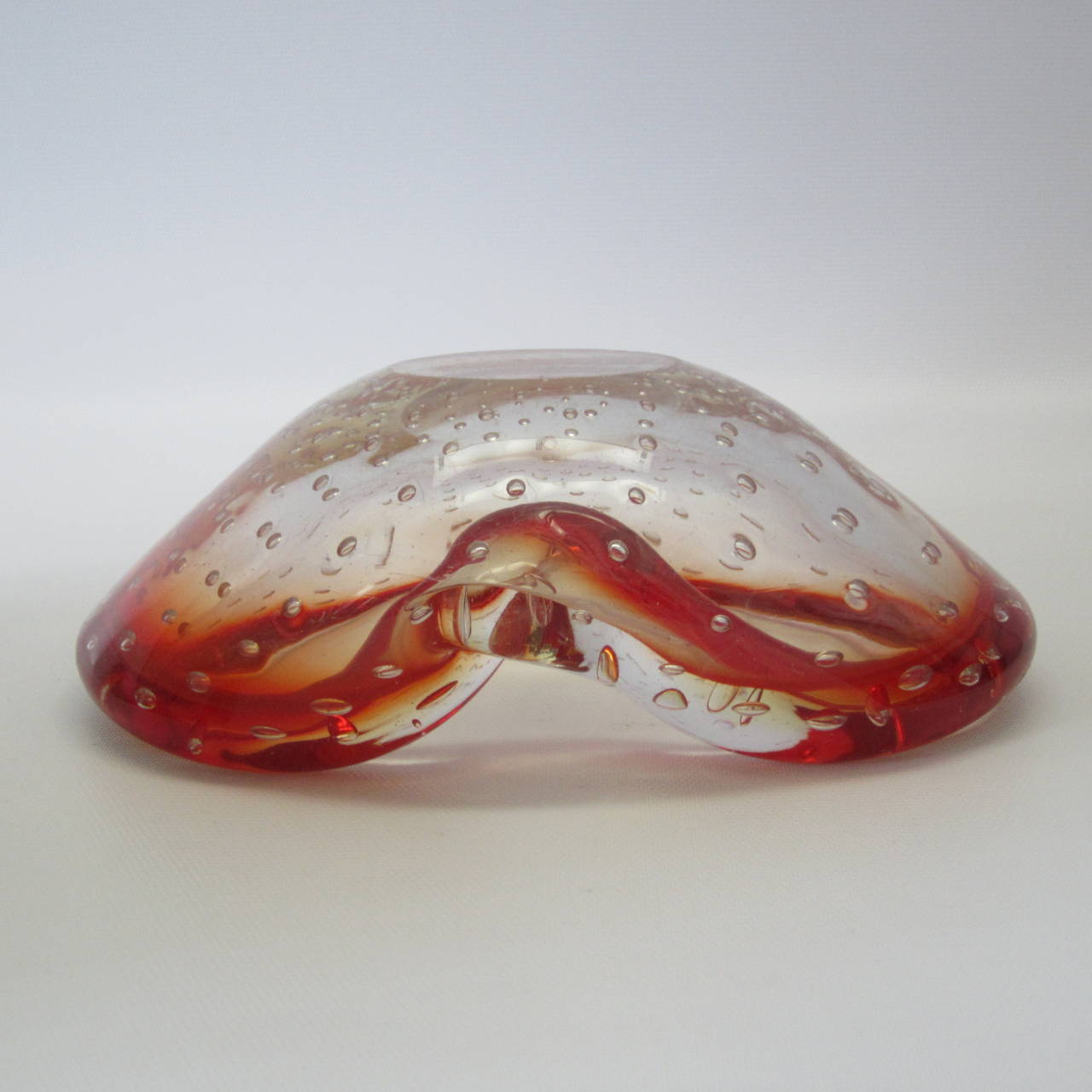 Blown Glass Handblown Murano Glass Dish with Bubble Inclusions For Sale