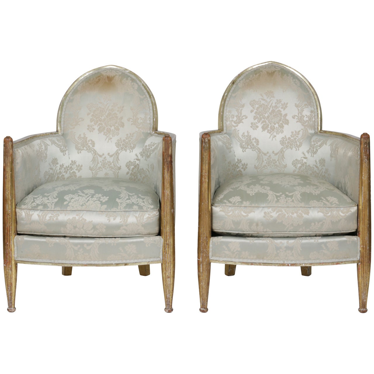 Original Matched Pair French Art Deco Club Chairs by Paul Follot, France, 1930s For Sale