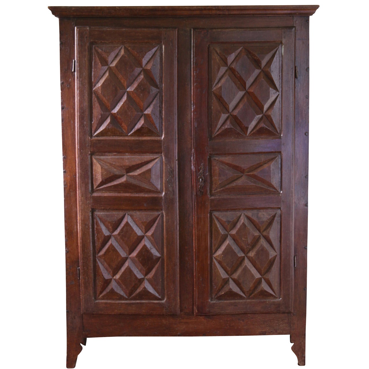 Original Louis XIII-Style Two-Door Armoire Cabinet, French, 19th Century For Sale