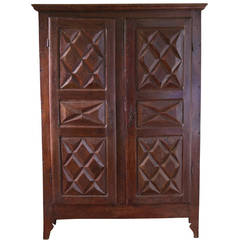Original Louis XIII-Style Two-Door Armoire Cabinet, French, 19th Century
