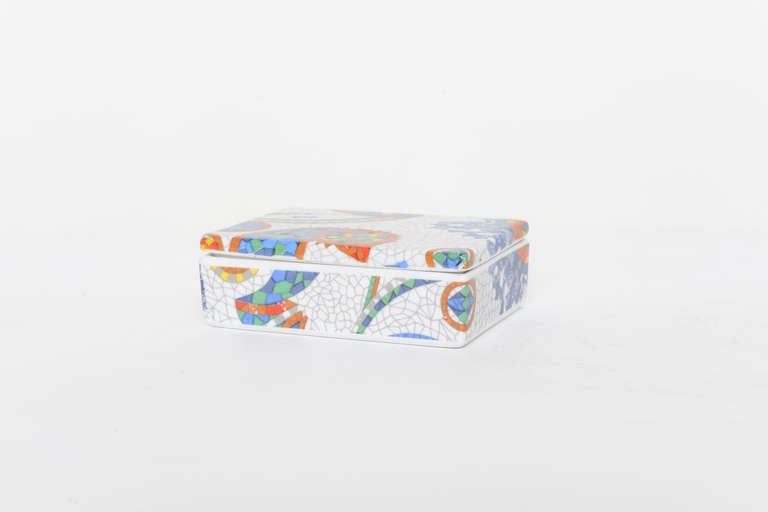 Antoni Gaudi Original Design Ceramic Lidded Box Signed In Excellent Condition In Miami, FL