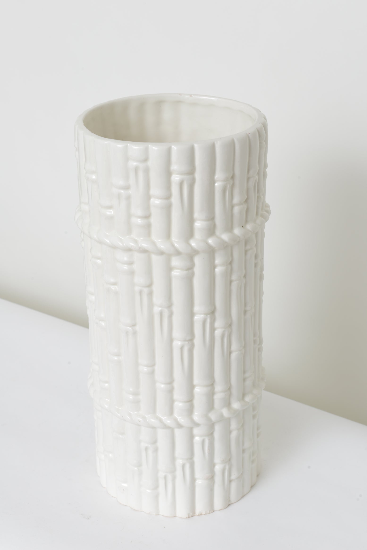 Spanish Ceramic Bamboo Design Umbrella Stand at 1stDibs