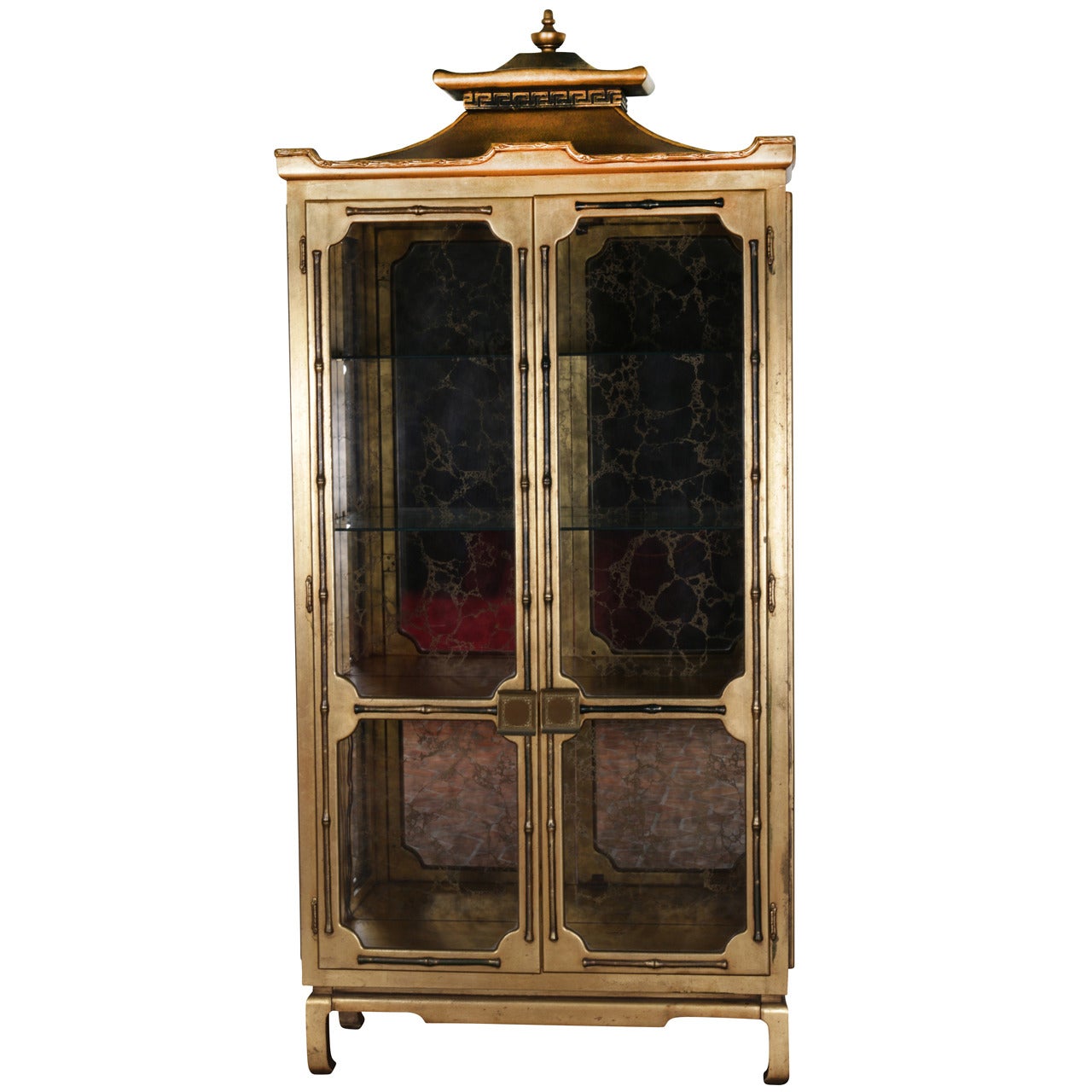 Gilded Pagoda Display Cabinet in the Manner of James Mont