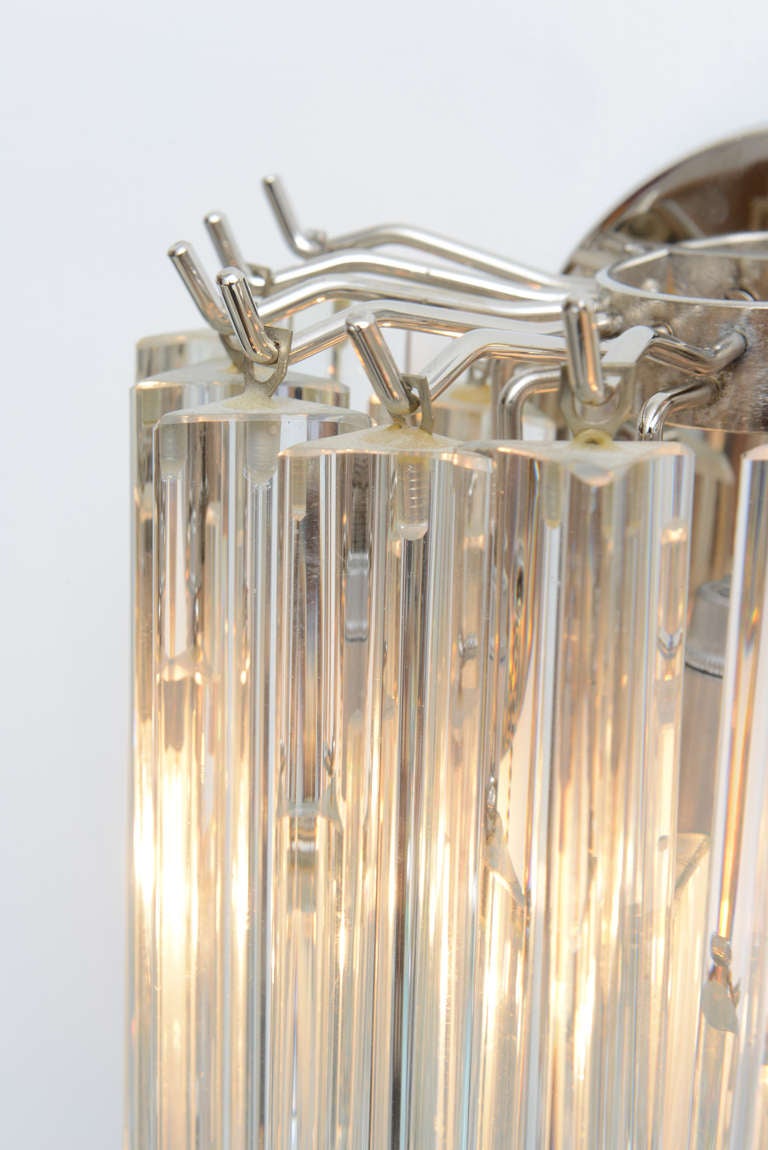Pair of Mid Century Venini Murano Crystal Prism Wall Sconces at 1stdibs