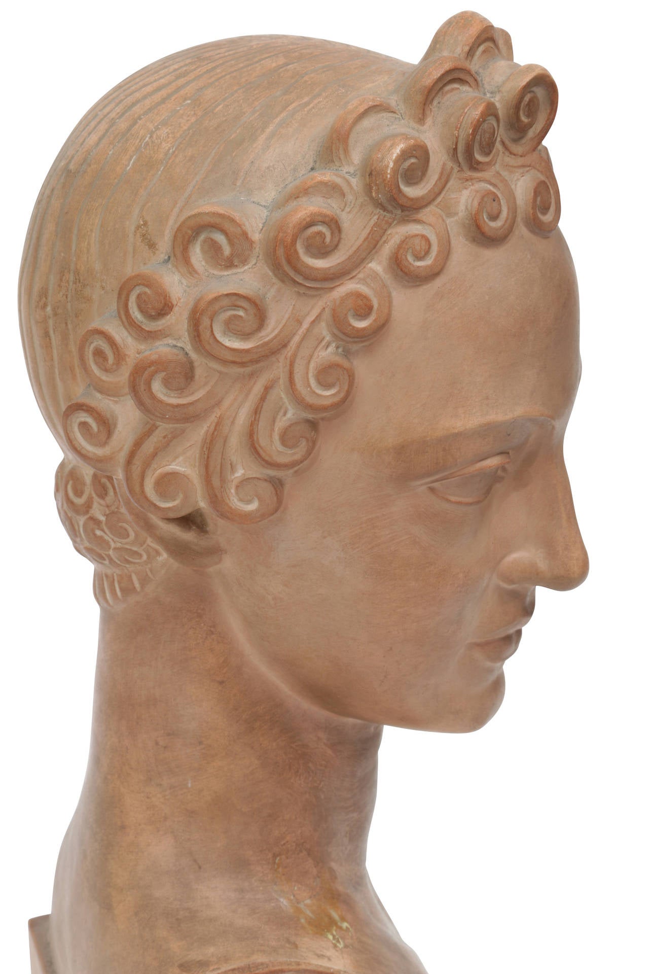 Art Deco Classical Female Bust by Henri Bargas, 1930s In Good Condition In Miami, FL