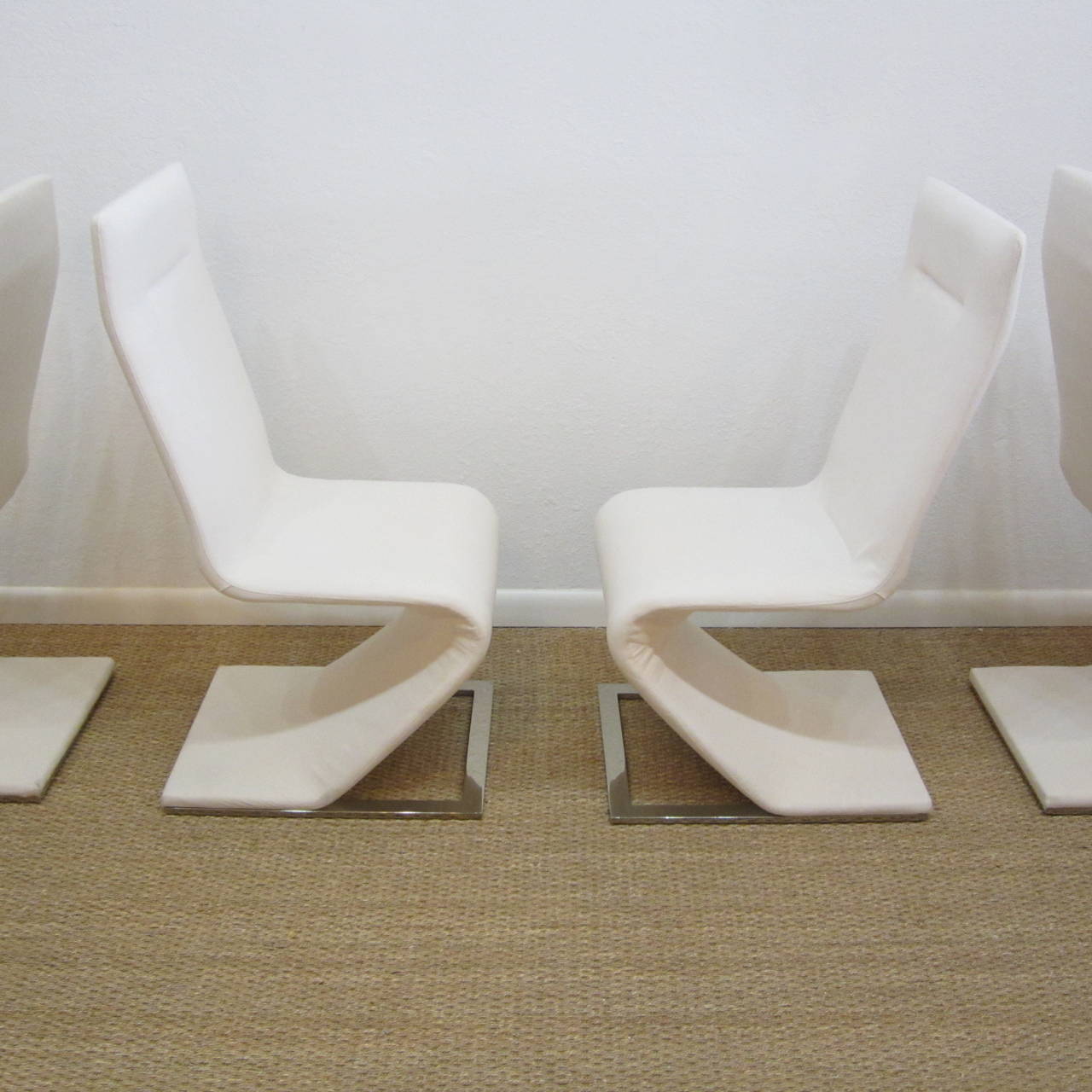 Canadian Original Cantilevered Chairs with Steel Bases by Roger Rougier  For Sale