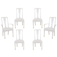 Fantastic Bert England Lacquered & Brass Dining Chairs Set of 6